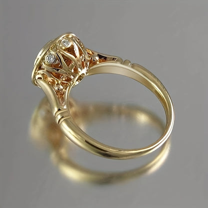 2 Halo Ring with Sparkling Zirconia 18K Gold Plated Party Engagement Bride Wedding Ring Jewelry