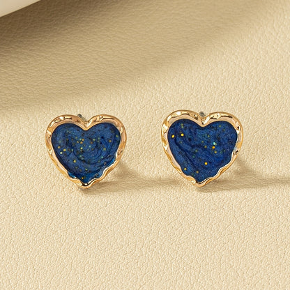 Valentine's Day simple love stud earrings 14K gold-plated jewelry Women's gift 1 pair