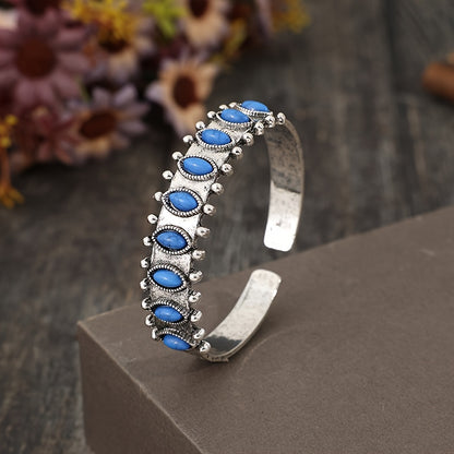 Bohemian style inlaid turquoise retro wind zinc alloy bracelet