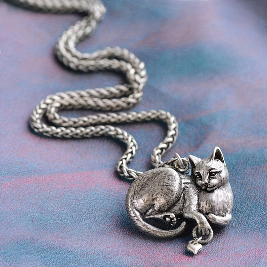 Vintage Mystery Animal Cat Lady Necklace