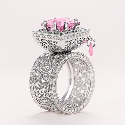 Luxury vintage style anniversary ring with square cubic Zirconia - perfect for parties and everyday elegance