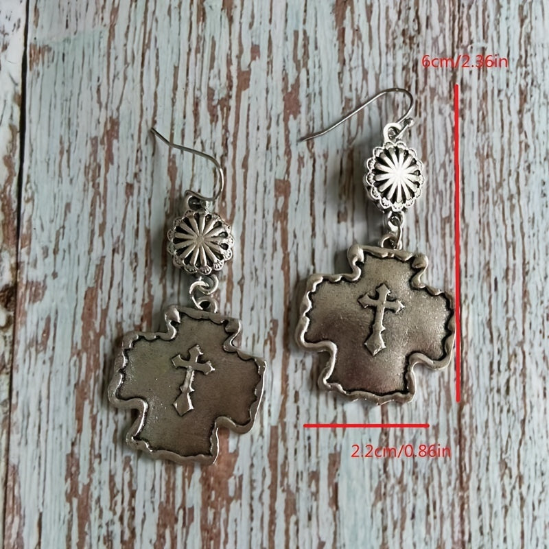 New retro western cross alloy earrings