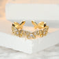 New 18K gold-plated butterfly ring, shiny cubic zirconia adjustable ring, simple and exquisite jewelry gift for girls