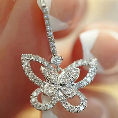 Exquisite micro-zircon butterfly hanging earrings, suitable for girls, sweet and fashionable, suitable for parties and daily wear