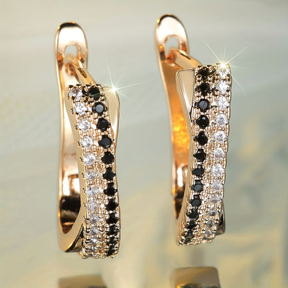 A pair of elegant and stylish colorful cross-ear buckles for Christmas luxury ladies ring earrings