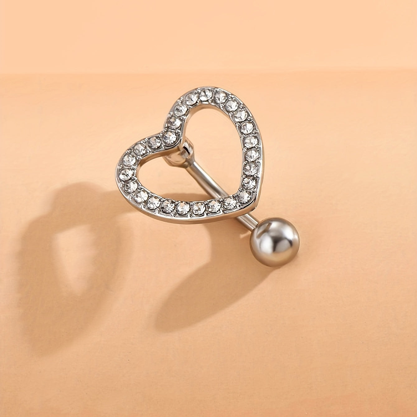Shining Cubic Zirconia Heart Navel Ring - Sexy Hollow Design for Parties and Holidays