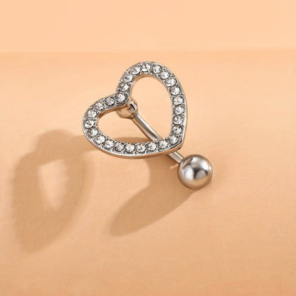 Shining Cubic Zirconia Heart Navel Ring - Sexy Hollow Design for Parties and Holidays