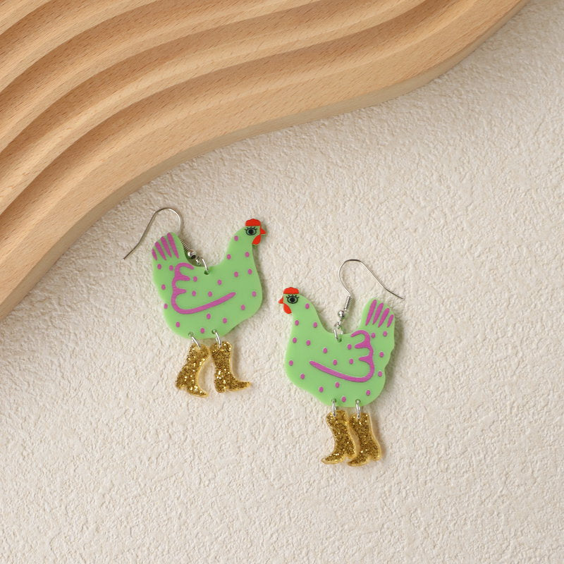 Funny cute chick heels acrylic earrings cartoon chick jewelry party accessories