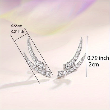 Creative personality stud earrings simple and elegant temperament zircon silver plating material climbing stud earrings women's daily leisure accessories
