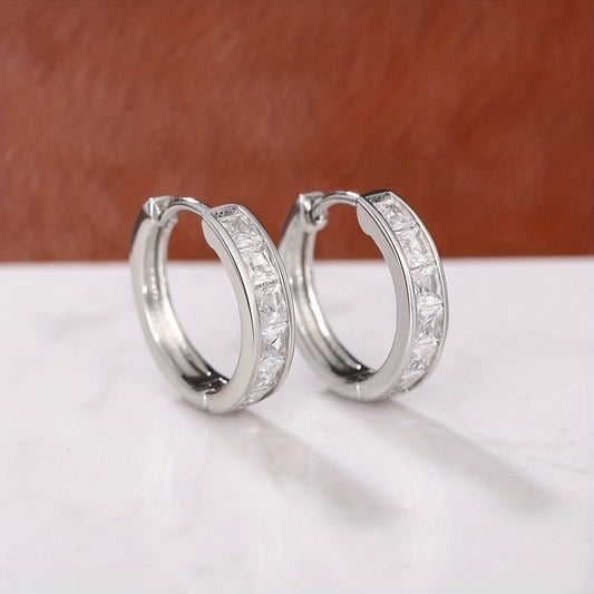 Simple zircon earrings, elegant and simple style, suitable for women's daily dating wear