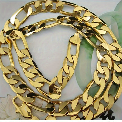 18K Gold Plated Flat Chain Necklace - Sport Style, Copper Base