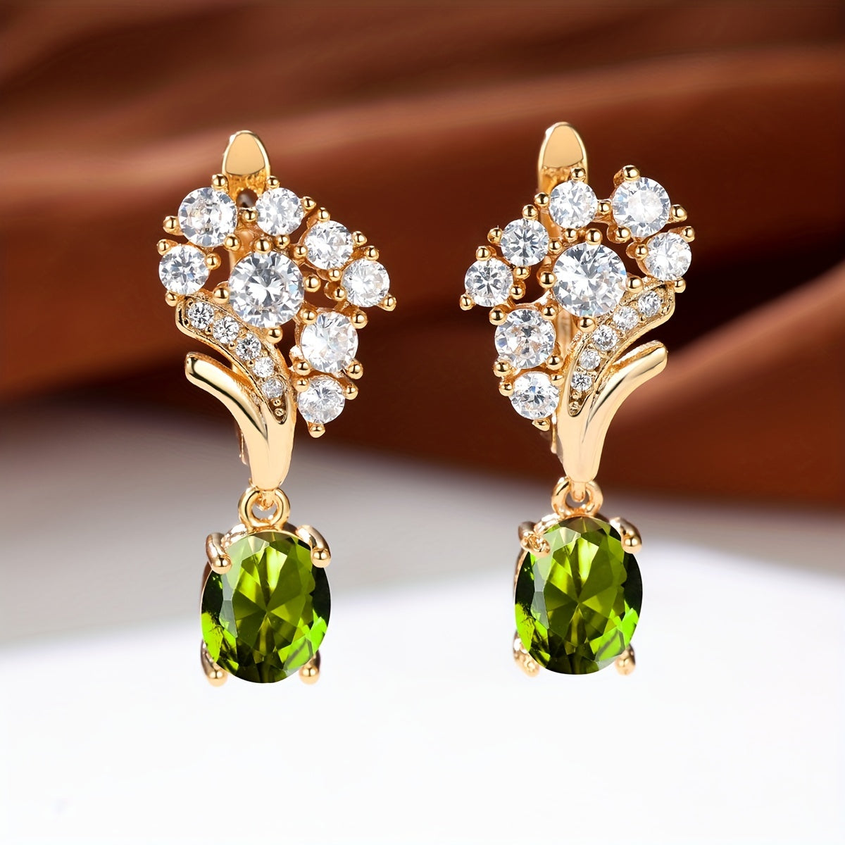 Oval Shiny Zirconia Decor Dangle Earrings Japanese / Korean Style Copper 18K Gold Plated Jewelry Daily Casual