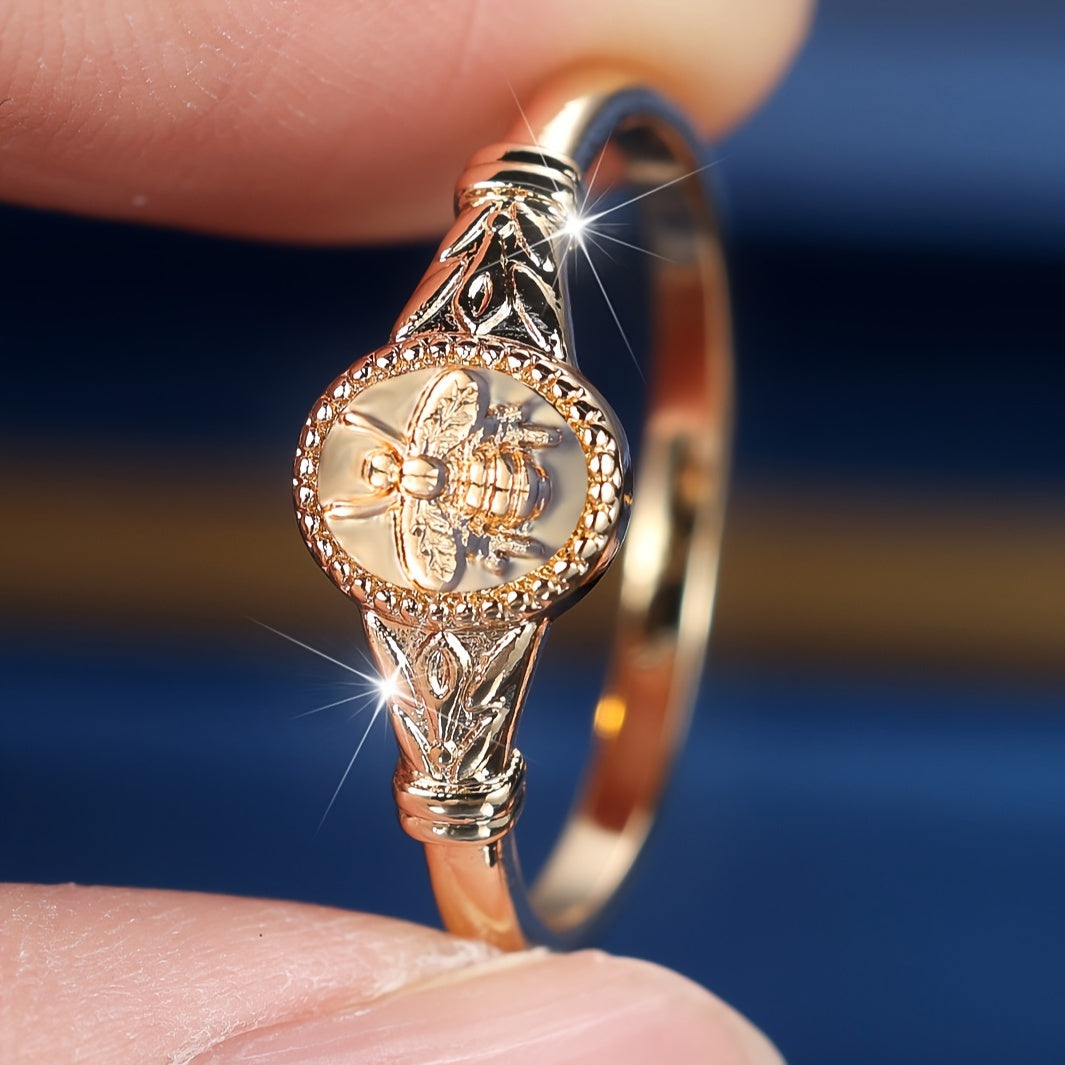 Ladies Elegant Luxury Copper Ring with Synthetic Zircon Inlay - Bee Design, No Plating - Versatile, Suitable for Parties, Engagements, Weddings - All Season Jewelry