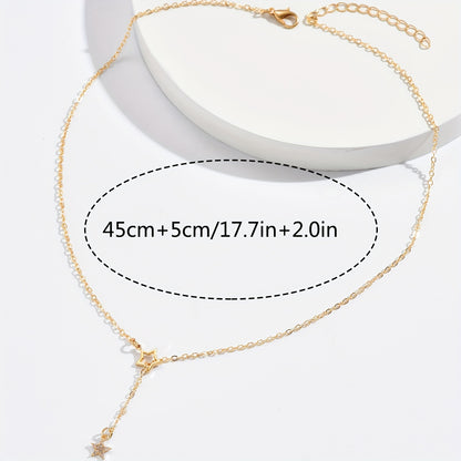 Delicate sparkling star Y-shaped collarbone chain necklace, suitable for female dating party jewelry