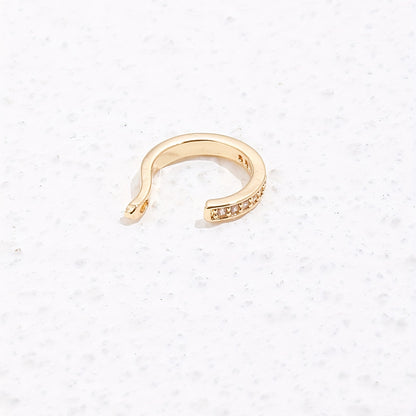 1 elegant 14K gold copper-plated earmuff with synthetic square crystal diamonds, simple and stylish design, suitable for women, daily and gift wear, Spring Festival accessories, four seasons jewelry