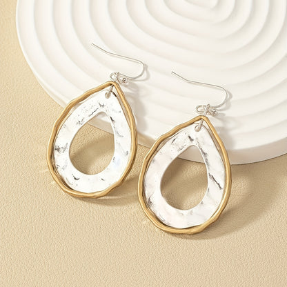 Fashion Women's daily leisure gift, retro simple wind zinc alloy double-layer hollow water drop pendant earrings