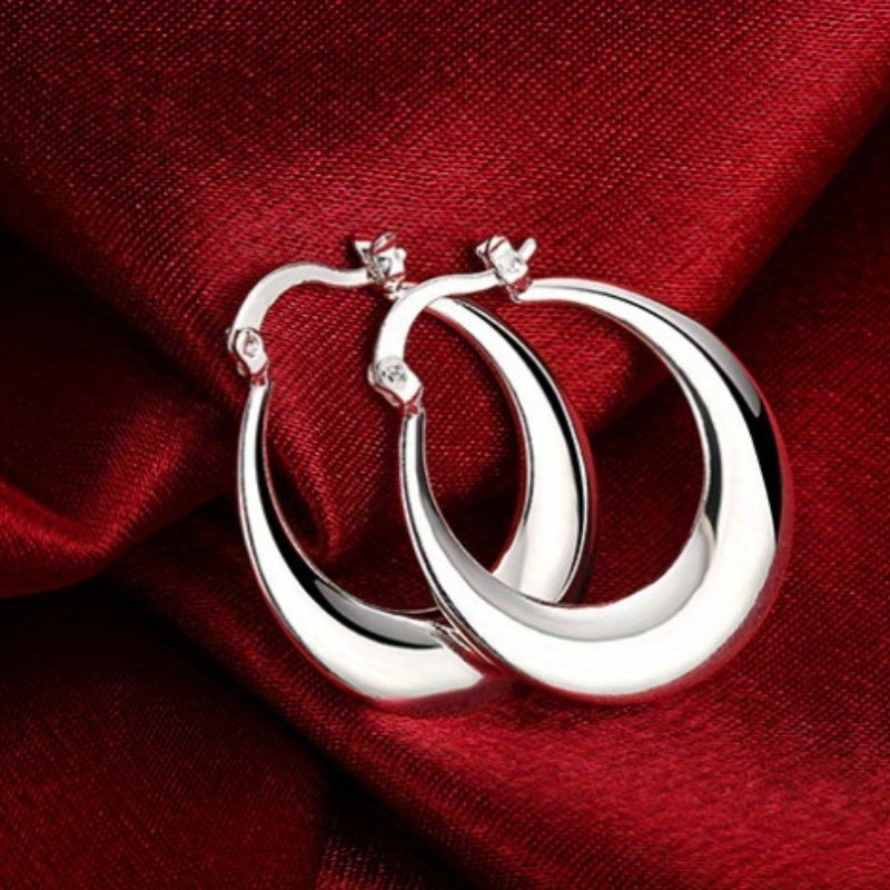 Sexy Minimalist Style Silver Hoop Earrings Copper Silver Plated Jewelry Fashion Exquisite Women's Gifts