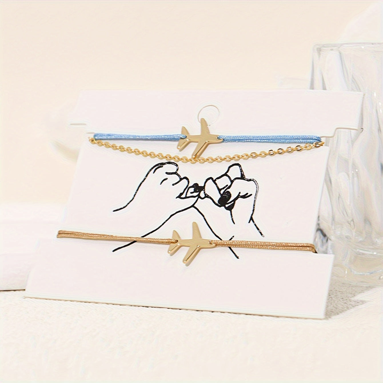 3-piece aircraft rope bracelet, adjustable couple wristband, stylish and minimalist style, suitable for parties and dates