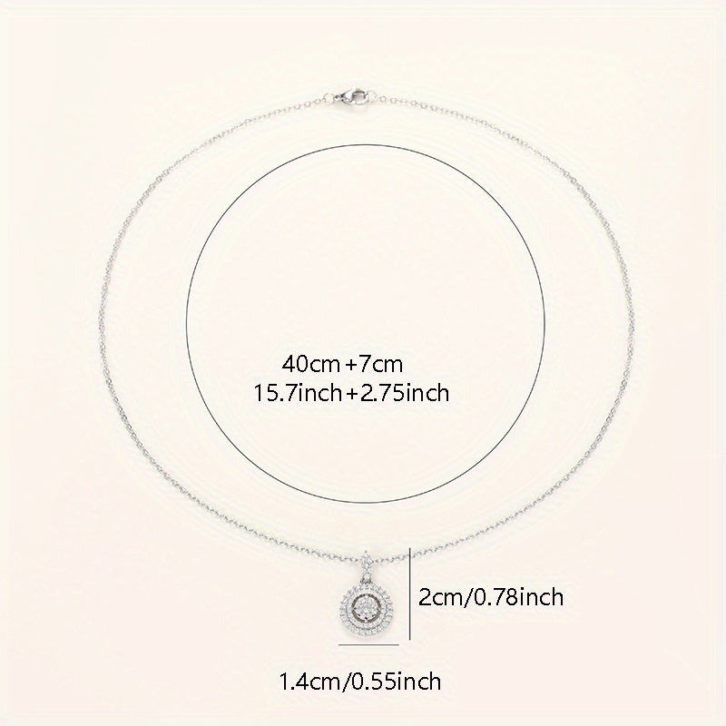 Multi-layer hollow round pendant necklace inlaid with shiny synthetic Zirconia, temperament collarbone chain suitable for bridal wedding jewelry