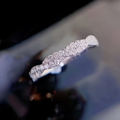 Tungsten carbon silver plated ring, April birthstone, copper bottom, simple and elegant design, suitable for daily wear and parties