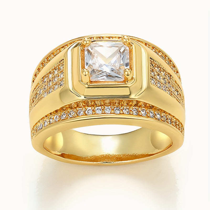 Fashion Luxury 4-Claw Zircon Inlaid Men's Business Ring Men's and Women's Daily Casual Decoration Luxury Engagement Wedding Ring