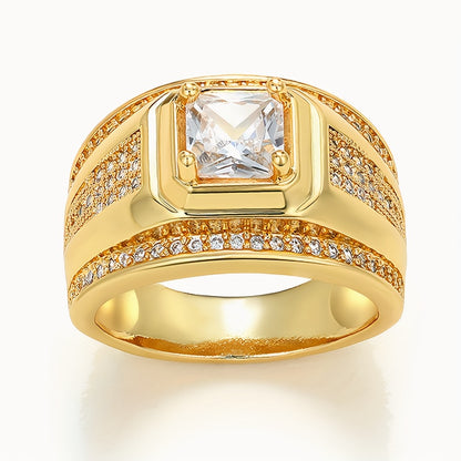 Fashion Luxury 4-Claw Zircon Inlaid Men's Business Ring Men's and Women's Daily Casual Decoration Luxury Engagement Wedding Ring