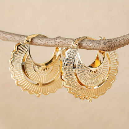 Fashion Hip Hop Rock Ring Earrings, Women's Earrings, Gold Plated Copper Ring Heart Earrings, Wedding Jewelry Accessories Gifts