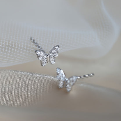 Elegant butterfly Zirconia stud earrings for women, cute and exquisite birthday party jewelry, daily casual dating clothing accessories