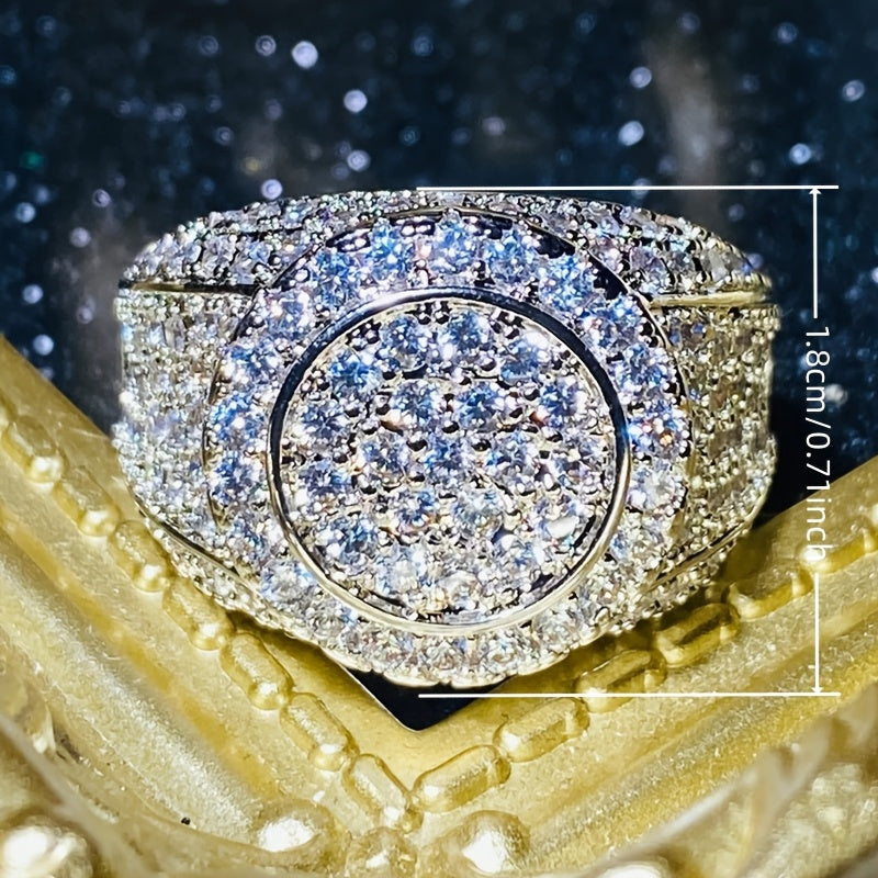 A luxurious Gothic women's ring, covered with round cut synthetic cubic zirconia, copper base, April birthstone, ideal for weddings, banquets, Valentine's Day gifts - Four Seasons Jewelry