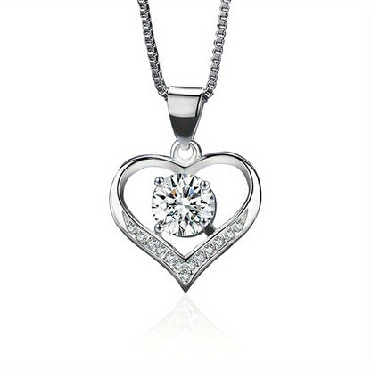 Exquisite Heart Pendant 925 Silver Plated Necklace Bridal Romantic Wedding Jewelry Anniversary Gift