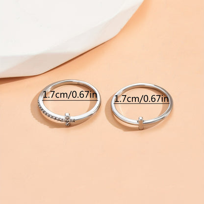 Double Cross Sparkle Synthetic Zirconia Ring Elegant Index Finger Jewelry Gift
