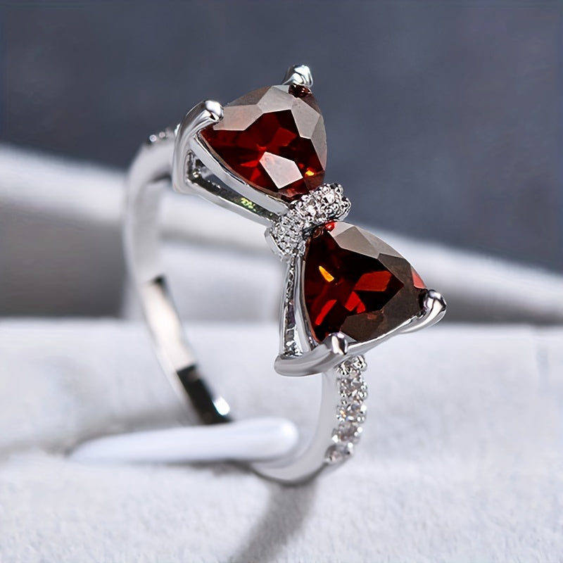 Coquette Style Promise Ring Cute Bow Knot Design Inlaid Multi Colors To Choose Match Daily Outfits Perfect Gift For Your Lady