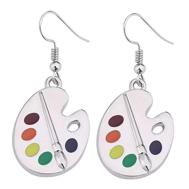 Creative Arts Palette Hook Earrings for Fun Cute Girls Party Casual Attire Personality Accessories