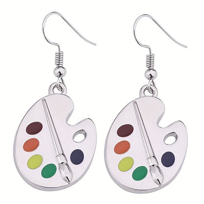 Creative Arts Palette Hook Earrings for Fun Cute Girls Party Casual Attire Personality Accessories