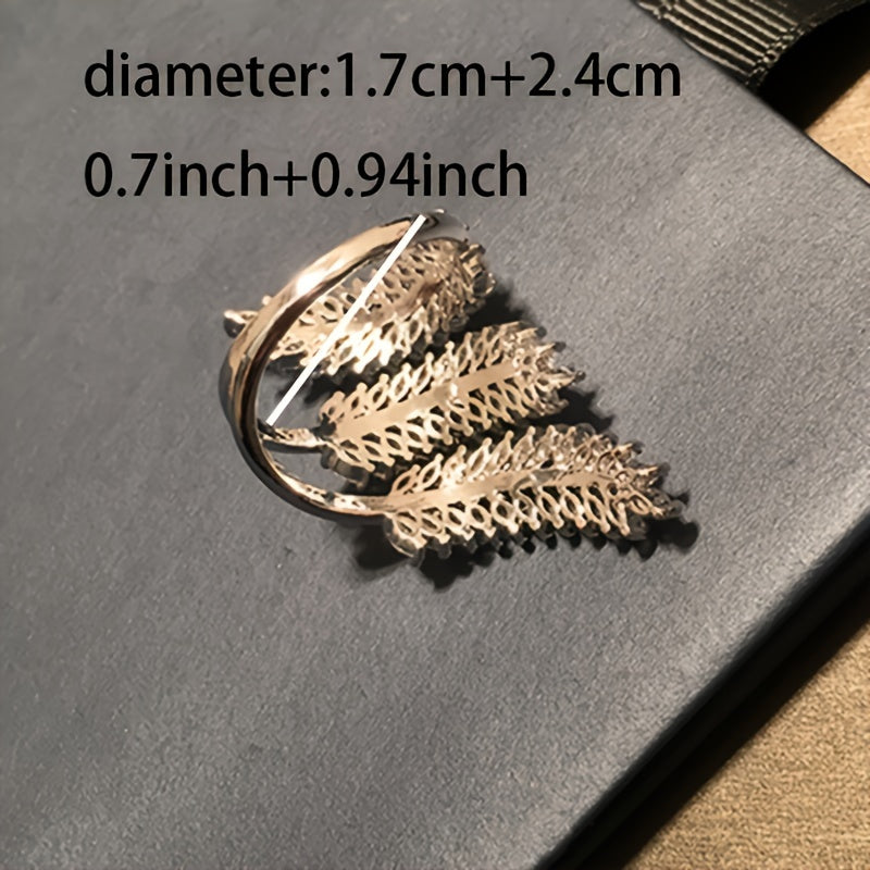 Luxury personality open adjustable olive branch ring inlaid with shiny Zirconia, Women's daily wear party and banquet accessories