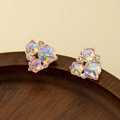 A pair of chic and whimsical irregular geometric women's earrings - stainless steel studs, zinc alloy, perfect for everyday wear or on vacation