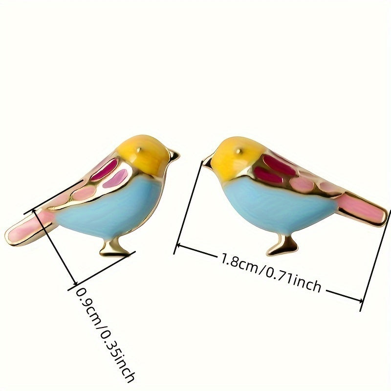 1 pair of cute bird cast stud earrings, suitable for women, synthetic stone, copper base, nickel copper free plating, animal theme, daily and party wear, Marigraday accessories, four seasons fashion jewelry