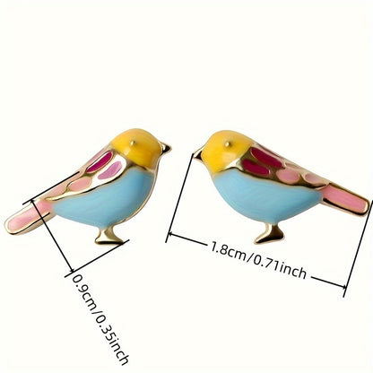 1 pair of cute bird cast stud earrings, suitable for women, synthetic stone, copper base, nickel copper free plating, animal theme, daily and party wear, Marigraday accessories, four seasons fashion jewelry