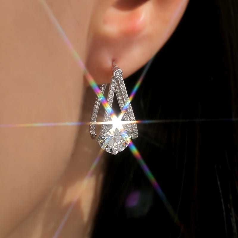 Stunning round white rhinestone earrings for women, perfect for weddings, engagements, Casual Attire and casual fashion jewelry