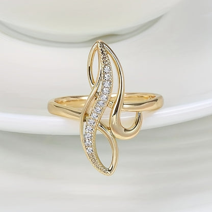 Elegant Ring 18k Gold Plated Paved Shining Zirconia Symbol Of Infinity & Beauty Match Daily Outfits Party Accessory Gift For Your Love