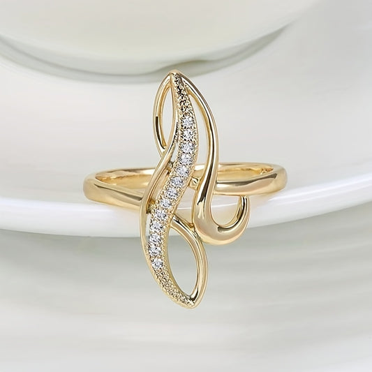 Elegant Ring 18k Gold Plated Paved Shining Zirconia Symbol Of Infinity & Beauty Match Daily Outfits Party Accessory Gift For Your Love