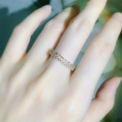 Exquisite stacked ring, inlaid with fashionable oval zircon, with daily clothing, wear it to meet your favorite and start your love story