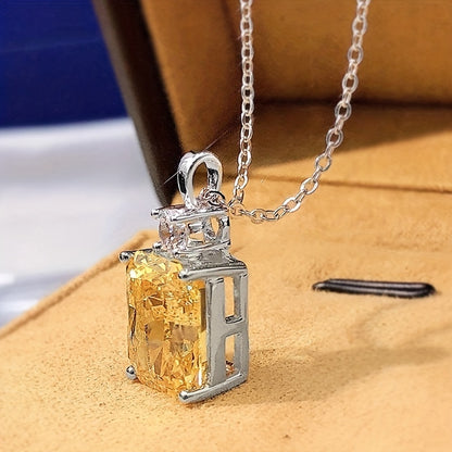 Citrine Gemstone Pendant Necklace Silver Plated Birthstone Fine Jewelry Engagement Wedding Party Gift for Women