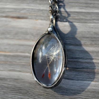 Stylish Vintage Dandelion Seed Wish Oval Time Glass Necklace