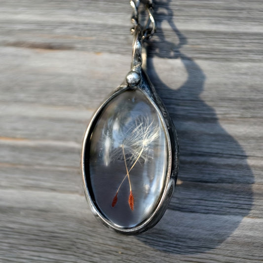 Stylish Vintage Dandelion Seed Wish Oval Time Glass Necklace