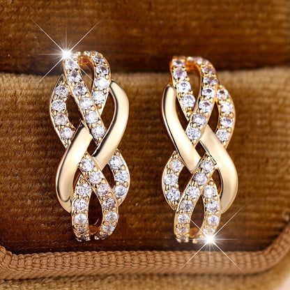 Elegant Bohemian Infinity Twist Ring Earrings with Sparkling Cubic Zirconia - Perfect for Weddings, Parties and Gifts