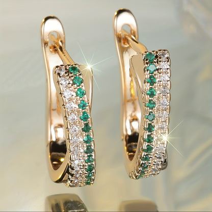 A pair of elegant and stylish colorful cross-ear buckles for Christmas luxury ladies ring earrings