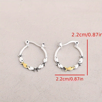Cross-border retro style new circle alloy earrings 5 small fish earrings