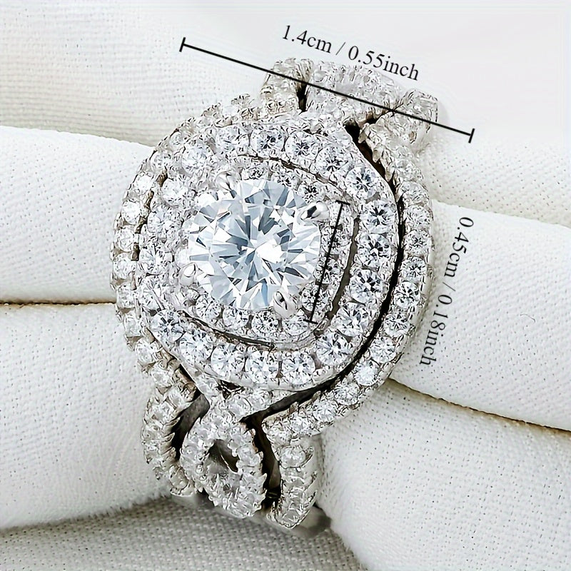 New Fashion 3-Piece Bridal Ring Set Micro Shop Zirconia Ring Women's Engagement Wedding Jewelry