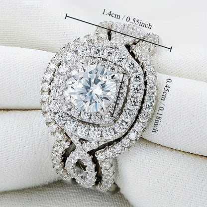 New Fashion 3-Piece Bridal Ring Set Micro Shop Zirconia Ring Women's Engagement Wedding Jewelry